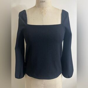 Madewell Crepe Square-Neck Puff-Sleeve Top Size XS